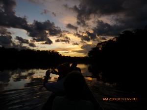Returning from our final canoe trip after the sun set!