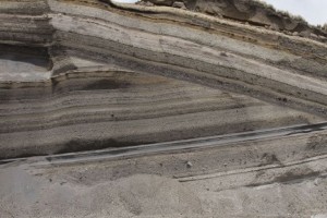 The road cuts demonstrating  the many eruptions and lava flows in the area.