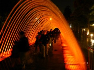 The water tunnel with "kids" walking through it.