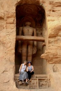 Our cave/ statue photo both, first up Barb and Carol